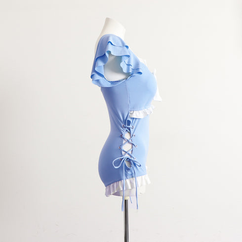 ワンピース水着 レディース モノキニ夏 フリル袖 体型カバー ハイウエスト ビキニ ビッグリボン スイムウエア セクシー 配色水着 韓国風 リゾート サマー海 89ZHZG-008