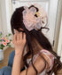シフォンフリル ボリュームバンスクリップ 大人可愛いオーガンジーヘアクリップ 大ぶりクリップ ヘアアクセサリー まとめ髪韓国風大人可愛い春夏ヘアアレンジ結婚式ヘア 90AILK-001