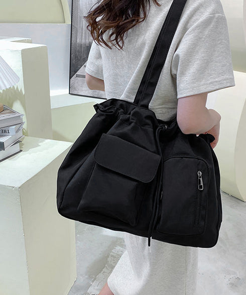 ナイロン巾着バッグ トートバッグ 大容量 レディース シンプルbag 通勤通学かばん カジュアルショッピングバッグ 軽量マザーズバッグ 無地 A4サイズ 韓国風鞄 90BAIGOU-001