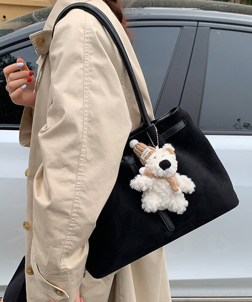 スエード調トートバッグ ベルトデザイン鞄 レディース 韓国風肩掛けカバン 軽量大容量 レトロバッグ シンプル通学通勤かばん 仕事バッグ 微起毛バッグ 手提げバッグ 90BAIGOU-008