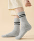カシミヤ風ソックス 冷え取り 暖かい靴下 2本ライン 厚手クルーソックス リブ編みソックス ルームソックス 通学 あったか靴下カラバリ レトロカラーソックスお洒落 90CTYY-001