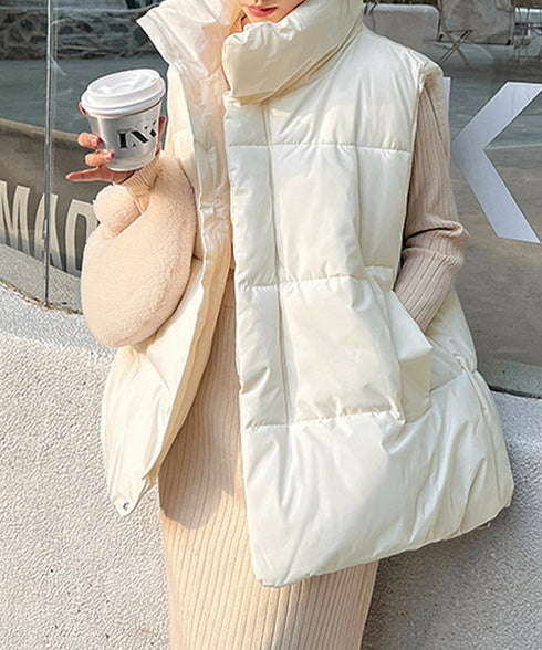 エコダウンベストレディース暖か中綿ベスト ノースリーブジャケット シンプルジレベスト レイヤード重ね着 上着ジャンパー ゆったり体型カバー 着やせ冬アウター韓国風 90DLBW-001