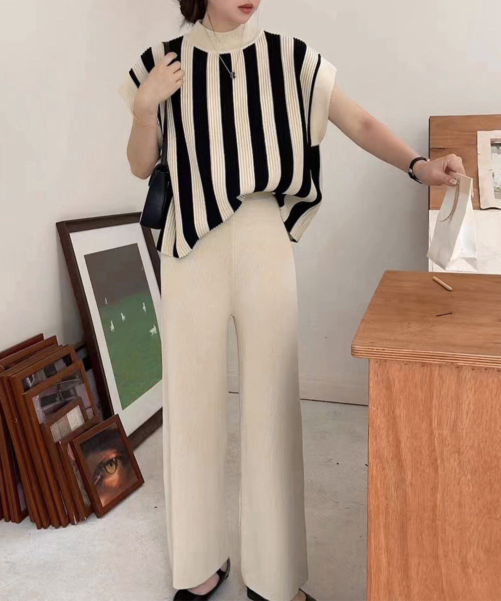 サマーニットセットアップ 韓国 春夏秋服 アイボリー