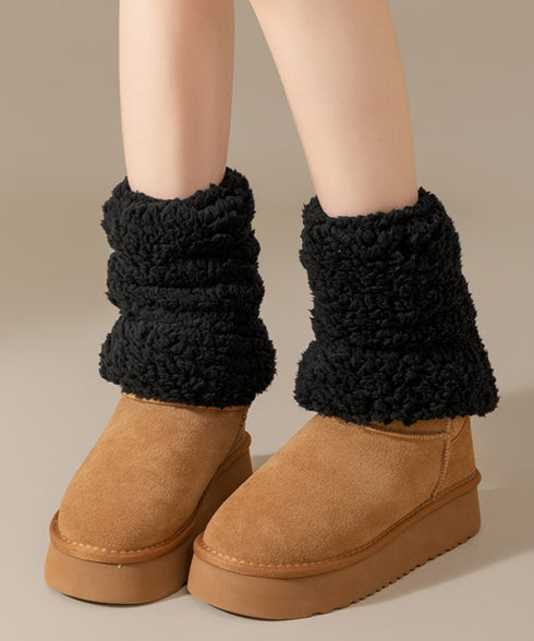 ボアレッグウォーマーもこもこレッグカバー 冷え対策 ショート丈足首ウォーマー 履きやすい 防寒グッズ おしゃれルーズソックス あったか無地室内靴下美脚 大人可愛い 90NUANYI-001