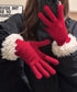スマホ対応手袋 暖かい ボア袖グローブ冬 指穴リブニット手袋レディース あったか もこもこカフス手袋 ホールタッチニットグローブ 5本指手袋スポーツ観戦防寒グッズ 90SENLE-001