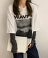 ロングtシャツ ビッグシルエットTシャツ レディース 韓国風プルオーバー 着やせビッグtシャツ半袖 ゆったり おしゃれカットソー 夏トップス グラフィック ロゴT 90XIAOHD-001