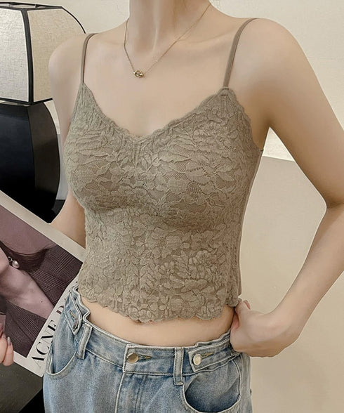 カップ付きブラトップ レースキャミソール レディース ノンワイヤーブラキャミ 締め付けない ショート丈肌着 美背美胸 セクシーインナー 細肩紐キャミソール 韓国風 90YINGNA-001