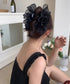 シフォンフリル ボリュームバンスクリップ 大人可愛いオーガンジーヘアクリップ 大ぶりクリップ ヘアアクセサリー まとめ髪韓国風大人可愛い春夏ヘアアレンジ結婚式ヘア 90AILK-001