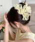 シフォンフリル ボリュームバンスクリップ 大人可愛いオーガンジーヘアクリップ 大ぶりクリップ ヘアアクセサリー まとめ髪韓国風大人可愛い春夏ヘアアレンジ結婚式ヘア 90AILK-001