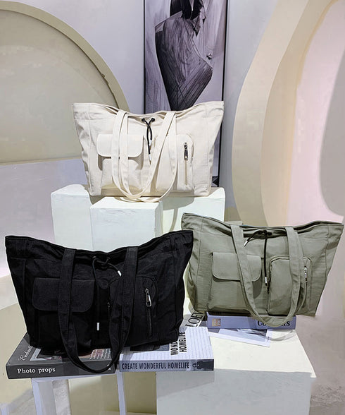 ナイロン巾着バッグ トートバッグ 大容量 レディース シンプルbag 通勤通学かばん カジュアルショッピングバッグ 軽量マザーズバッグ 無地 A4サイズ 韓国風鞄 90BAIGOU-001