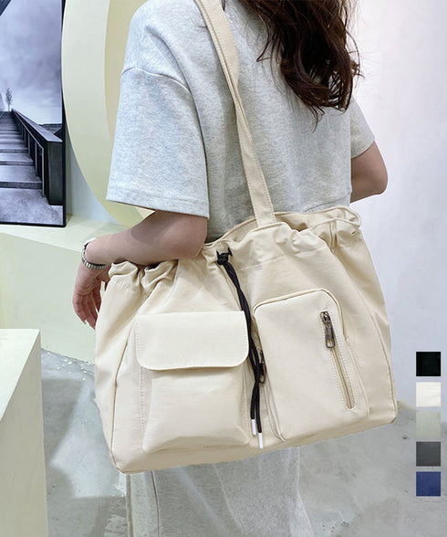 ナイロン巾着バッグ トートバッグ 大容量 レディース シンプルbag 通勤通学かばん カジュアルショッピングバッグ 軽量マザーズバッグ 無地 A4サイズ 韓国風鞄 90BAIGOU-001