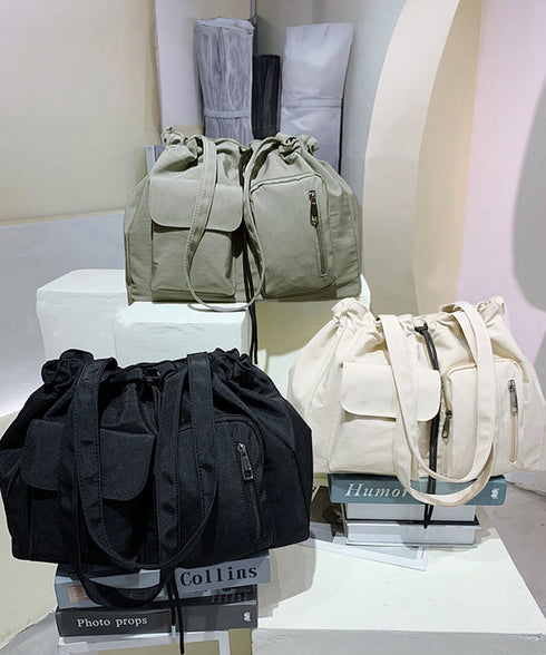 ナイロン巾着バッグ トートバッグ 大容量 レディース シンプルbag 通勤通学かばん カジュアルショッピングバッグ 軽量マザーズバッグ 無地 A4サイズ 韓国風鞄 90BAIGOU-001