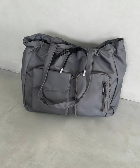 ナイロン巾着バッグ トートバッグ 大容量 レディース シンプルbag 通勤通学かばん カジュアルショッピングバッグ 軽量マザーズバッグ 無地 A4サイズ 韓国風鞄 90BAIGOU-001