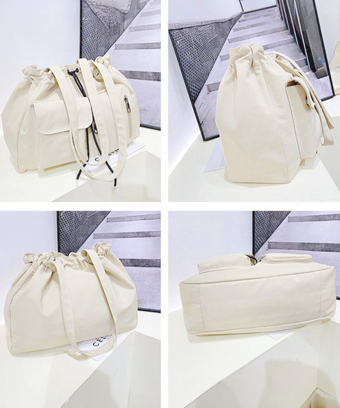 ナイロン巾着バッグ トートバッグ 大容量 レディース シンプルbag 通勤通学かばん カジュアルショッピングバッグ 軽量マザーズバッグ 無地 A4サイズ 韓国風鞄 90BAIGOU-001