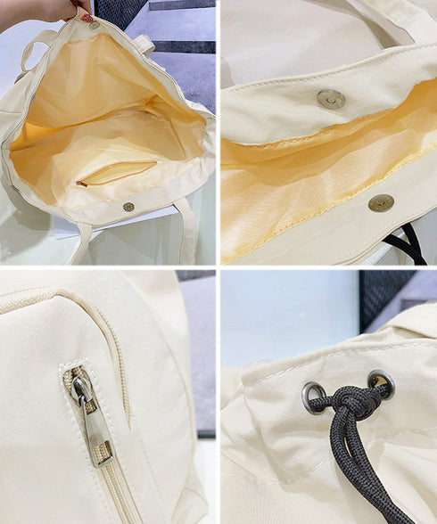 ナイロン巾着バッグ トートバッグ 大容量 レディース シンプルbag 通勤通学かばん カジュアルショッピングバッグ 軽量マザーズバッグ 無地 A4サイズ 韓国風鞄 90BAIGOU-001