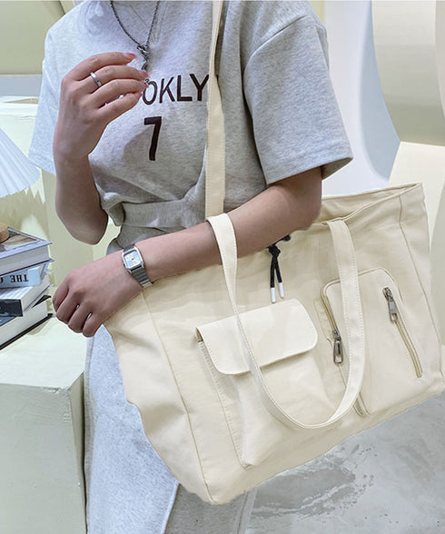 ナイロン巾着バッグ トートバッグ 大容量 レディース シンプルbag 通勤通学かばん カジュアルショッピングバッグ 軽量マザーズバッグ 無地 A4サイズ 韓国風鞄 90BAIGOU-001