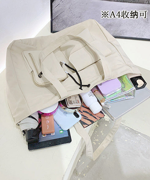 ナイロン巾着バッグ トートバッグ 大容量 レディース シンプルbag 通勤通学かばん カジュアルショッピングバッグ 軽量マザーズバッグ 無地 A4サイズ 韓国風鞄 90BAIGOU-001