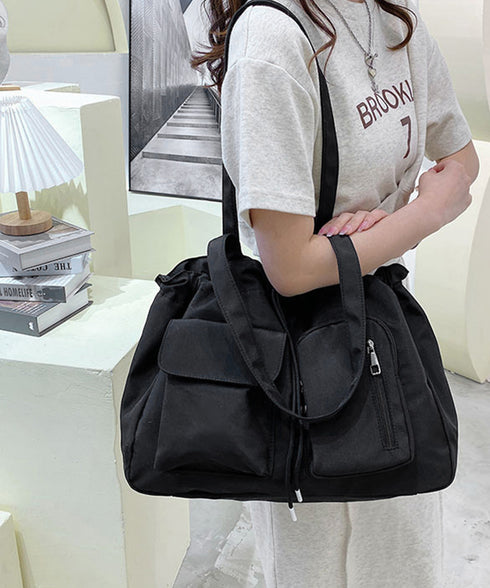 ナイロン巾着バッグ トートバッグ 大容量 レディース シンプルbag 通勤通学かばん カジュアルショッピングバッグ 軽量マザーズバッグ 無地 A4サイズ 韓国風鞄 90BAIGOU-001