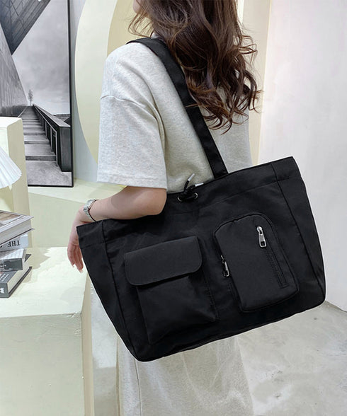 ナイロン巾着バッグ トートバッグ 大容量 レディース シンプルbag 通勤通学かばん カジュアルショッピングバッグ 軽量マザーズバッグ 無地 A4サイズ 韓国風鞄 90BAIGOU-001