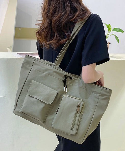 ナイロン巾着バッグ トートバッグ 大容量 レディース シンプルbag 通勤通学かばん カジュアルショッピングバッグ 軽量マザーズバッグ 無地 A4サイズ 韓国風鞄 90BAIGOU-001
