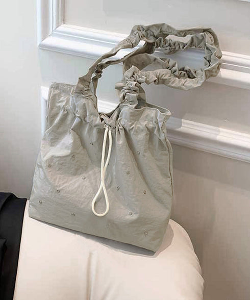 ギャザートートバッグ 巾着型トート大容量 シャーリングショルダー 巾着バッグ キラキラbag ラインストーン付きバッグ 通勤通学肩掛けバッグ オルチャン鞄 可愛い 90BAIGOU-007