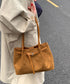 スエード調トートバッグ ベルトデザイン鞄 レディース 韓国風肩掛けカバン 軽量大容量 レトロバッグ シンプル通学通勤かばん 仕事バッグ 微起毛バッグ 手提げバッグ 90BAIGOU-008