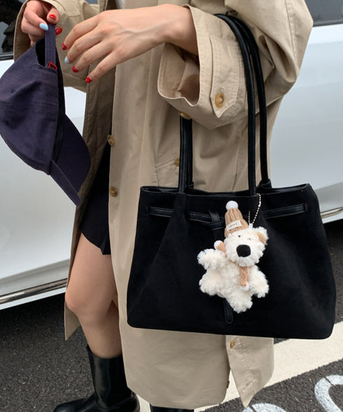 スエード調トートバッグ ベルトデザイン鞄 レディース 韓国風肩掛けカバン 軽量大容量 レトロバッグ シンプル通学通勤かばん 仕事バッグ 微起毛バッグ 手提げバッグ 90BAIGOU-008