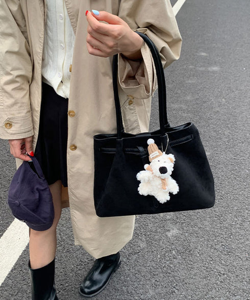 スエード調トートバッグ ベルトデザイン鞄 レディース 韓国風肩掛けカバン 軽量大容量 レトロバッグ シンプル通学通勤かばん 仕事バッグ 微起毛バッグ 手提げバッグ 90BAIGOU-008