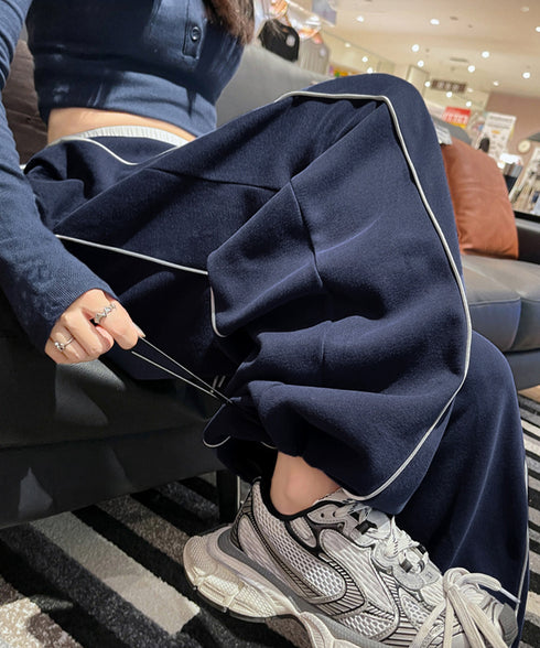 配色ラインスウェットパンツ ワイドパンツ レディースサイドラインルーズパンツ Y2Kイージーパンツ ヒップホップダンス衣装 スポーティパンツトラックパンツ美脚見え 90CHATY-001