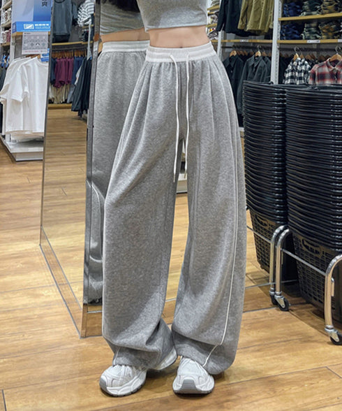 配色ラインスウェットパンツ ワイドパンツ レディースサイドラインルーズパンツ Y2Kイージーパンツ ヒップホップダンス衣装 スポーティパンツトラックパンツ美脚見え 90CHATY-001