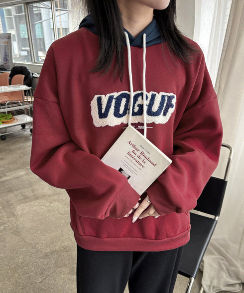 BF風パーカー ゆったり裏起毛フーディー フード付きスウェット ビッグシルエット プルパーカー 韓国風トップス 英字ロゴロングトレーナー 体型カバー 暖かい秋冬服 90CHENXINI-003