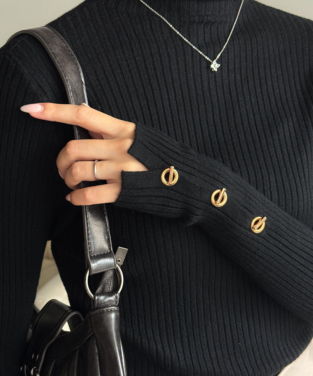 モックネック ニットトップス 長袖秋冬服 詳細画像15