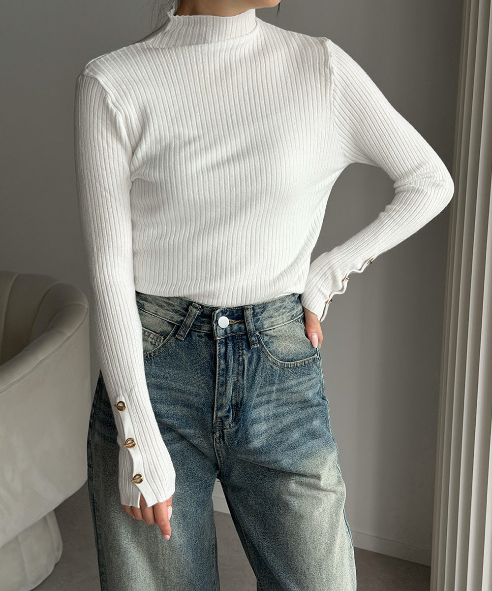 モックネック ニットトップス 長袖秋冬服 詳細画像19