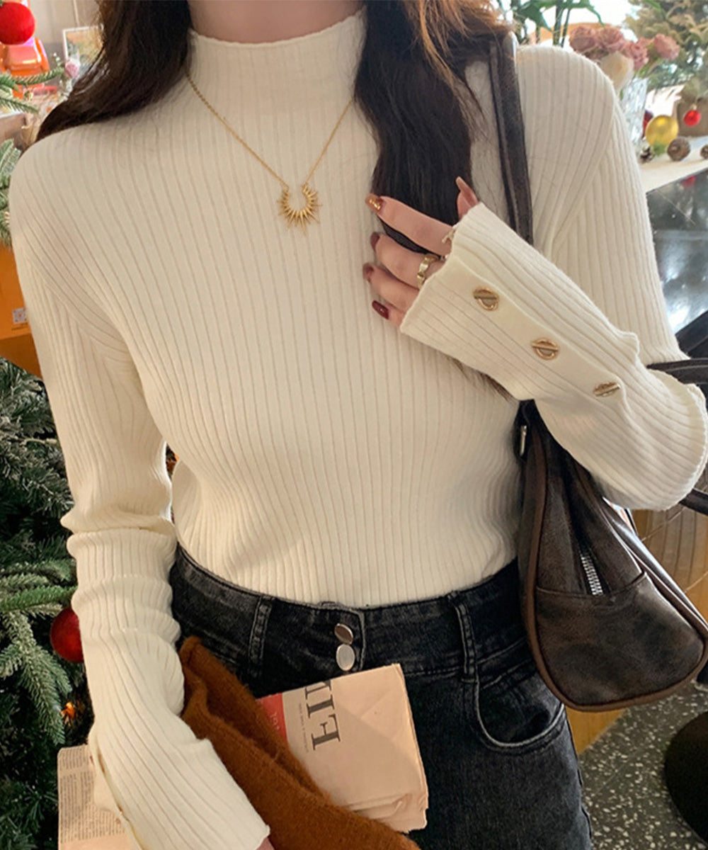 モックネック ニットトップス 長袖秋冬服 詳細画像8
