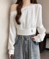 オフショルスウェット 肩見せ トレーナー 韓国風 オフショルダートップス 春秋 ショート丈トレーナー 長袖スウェット 肌見せ お洒落 ダンス服 セクシーtシャツ 90CHENXINI-010