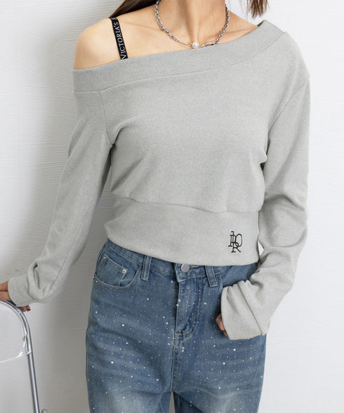 オフショルスウェット 肩見せ トレーナー 韓国風 オフショルダートップス 春秋 ショート丈トレーナー 長袖スウェット 肌見せ お洒落 ダンス服 セクシーtシャツ 90CHENXINI-010