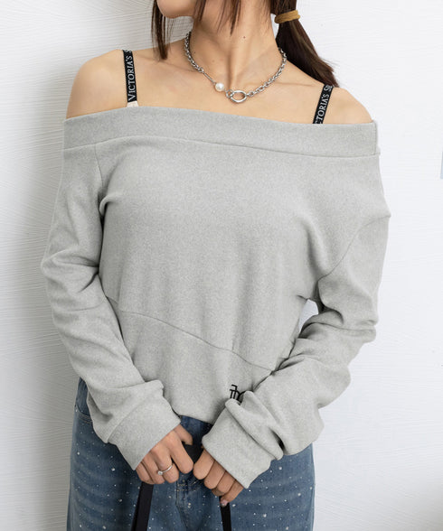 オフショルスウェット 肩見せ トレーナー 韓国風 オフショルダートップス 春秋 ショート丈トレーナー 長袖スウェット 肌見せ お洒落 ダンス服 セクシーtシャツ 90CHENXINI-010