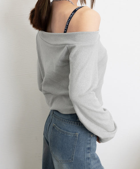 オフショルスウェット 肩見せ トレーナー 韓国風 オフショルダートップス 春秋 ショート丈トレーナー 長袖スウェット 肌見せ お洒落 ダンス服 セクシーtシャツ 90CHENXINI-010