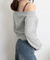 オフショルスウェット 肩見せ トレーナー 韓国風 オフショルダートップス 春秋 ショート丈トレーナー 長袖スウェット 肌見せ お洒落 ダンス服 セクシーtシャツ 90CHENXINI-010