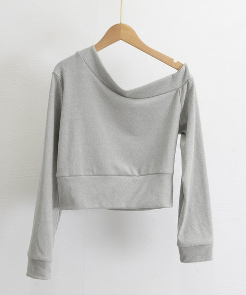 オフショルスウェット 肩見せ トレーナー 韓国風 オフショルダートップス 春秋 ショート丈トレーナー 長袖スウェット 肌見せ お洒落 ダンス服 セクシーtシャツ 90CHENXINI-010