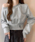 オフショルスウェット 肩見せ トレーナー 韓国風 オフショルダートップス 春秋 ショート丈トレーナー 長袖スウェット 肌見せ お洒落 ダンス服 セクシーtシャツ 90CHENXINI-010
