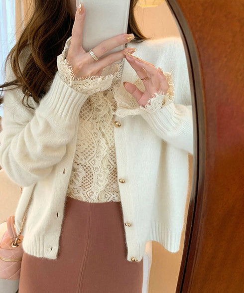 総レースブラウスVネックシースルーシャツ レディース フェミニン 総レーストップス オフィスカジュアル セクシーキャンディスリーブブラウス 上品シャツブラウス春夏 90CHENXINI-014