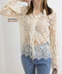 総レースブラウスVネックシースルーシャツ レディース フェミニン 総レーストップス オフィスカジュアル セクシーキャンディスリーブブラウス 上品シャツブラウス春夏 90CHENXINI-014