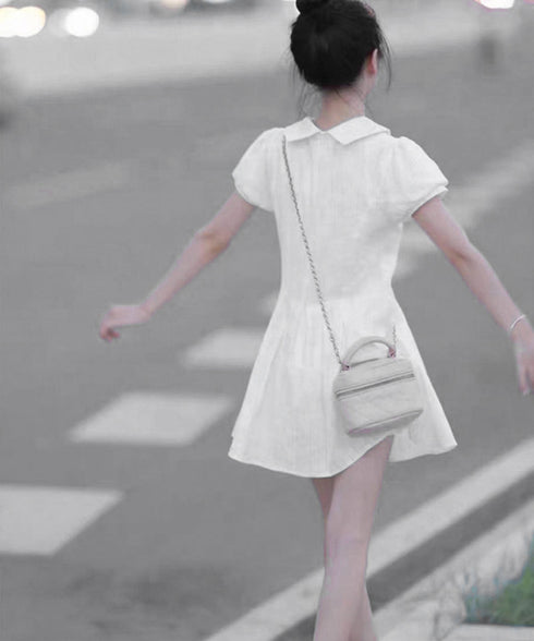 プリーツミニワンピース セットアップ春夏 レディース フリルチュニックワンピース&ショート パンツ2点セット ロマンチックガーリーAラインワンピース 清楚な制服風 90CHENXINI-019