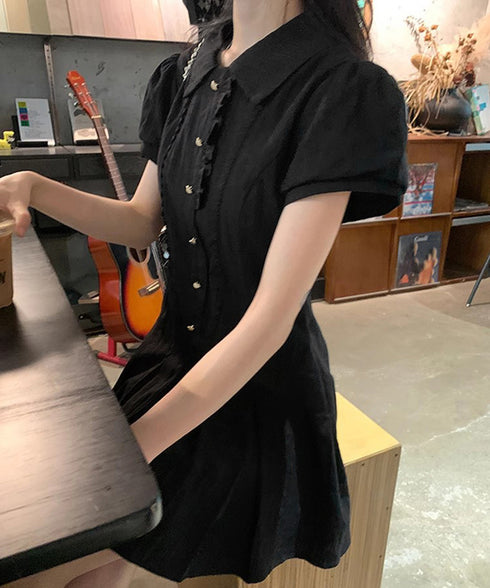 プリーツミニワンピース セットアップ春夏 レディース フリルチュニックワンピース&ショート パンツ2点セット ロマンチックガーリーAラインワンピース 清楚な制服風 90CHENXINI-019