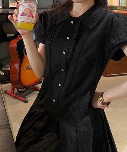 プリーツミニワンピース セットアップ春夏 レディース フリルチュニックワンピース&ショート パンツ2点セット ロマンチックガーリーAラインワンピース 清楚な制服風 90CHENXINI-019