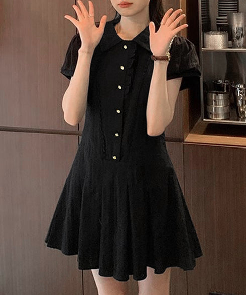 プリーツミニワンピース セットアップ春夏 レディース フリルチュニックワンピース&ショート パンツ2点セット ロマンチックガーリーAラインワンピース 清楚な制服風 90CHENXINI-019