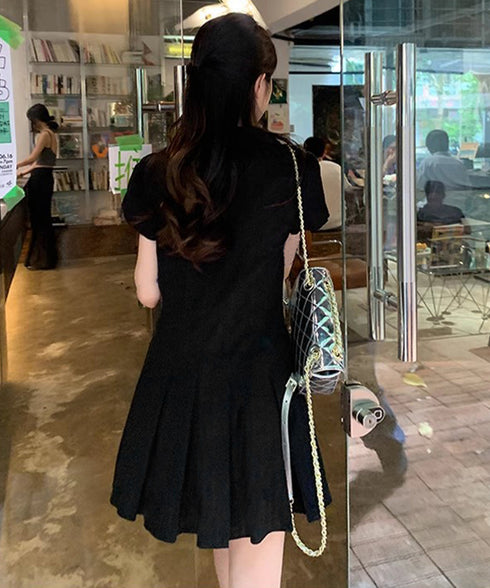 プリーツミニワンピース セットアップ春夏 レディース フリルチュニックワンピース&ショート パンツ2点セット ロマンチックガーリーAラインワンピース 清楚な制服風 90CHENXINI-019