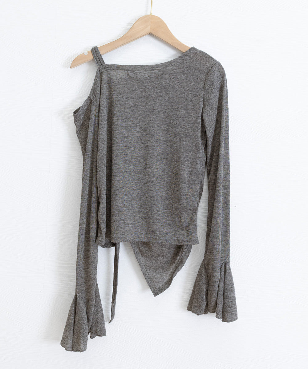 ワンオフショルダーTシャツギャザー 長袖 詳細画像25
