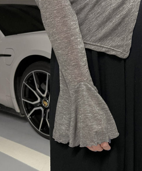 ワンオフショルダーTシャツギャザー 長袖 肩出しドロストtシャツ レディース リボンタイトTシャツ肩あき セクシートップス お洒落 アンバランスヘムtシャツ 薄手 90CHENXINI-021